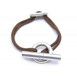 BRACELET HERMES GLENAN EN ARGENT MASSIF 925 LIEN MARRON SILVER STERLING 350€