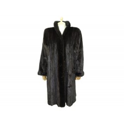 MANTEAU LONG YVES SAINT LAURENT L 42-44 FOURRURE VISON MARRON COAT MINK FUR