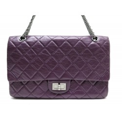 SAC A MAIN CHANEL MADEMOISELLE 2.55 MAXI JUMBO CUIR MATELASSE PRUNE PURSE 5800€