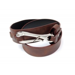 NEUF CEINTURE CELINE T74 LIEN EN CUIR MARRON BOUCLE CROCHET BELT BROWN LEATHER