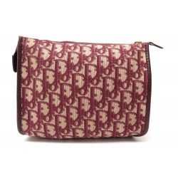 SAC TROUSSE CHRISTIAN DIOR TOILE MONOGRAMMEE BORDEAUX POCHETTE A MAIN CLUTCH BAG