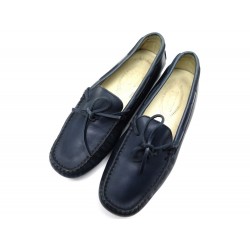 CHAUSSURES TOD'S MOCASSINS 36 EN CUIR BLEU BLEU FEMME LEATHER LOAFER SHOES 300€