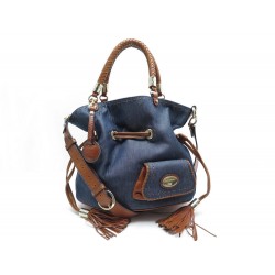 SAC A MAIN LANCEL PREMIER FLIRT BANDOULIERE EN TOILE ET CUIR BLEU HANDBAG 725€