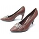 CHAUSSURES LOUIS VUITTON ERIKA PUMP ESCARPINS 38.5 EN CUIR MARRON SHOES 590€