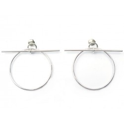 NEUF BOUCLES D'OREILLES HERMES LOOP MM H114504B00 ARGENT MASSIF EARRINGS 455€