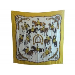 FOULARD HERMES REPRISE PHILIPPE LEDOUX CARRE EN SOIE JAUNE YELLOW SCARF 360€