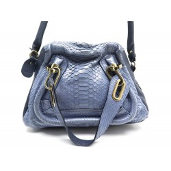 SAC A MAIN CHLOE PARATY PM CUIR PYTHON BLEU 