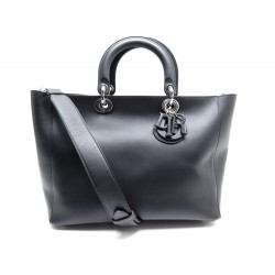 NEUF SAC A MAIN DIOR DIORISSIMO MOYEN MM CABAS BANDOULIERE CUIR NOIR PURSE 