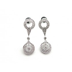 NEUF BOUCLES D'OREILLES DJULA ART DECO OR BLANC DIAMANTS 0.33 CT EARRINGS 2195€