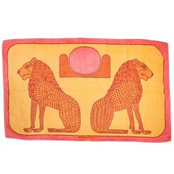 TAPIS DE PLAGE HERMES ROUTY DEUX LIONS EGYPTIENS SERVIETTE DRAP BAIN TOWEL 430€