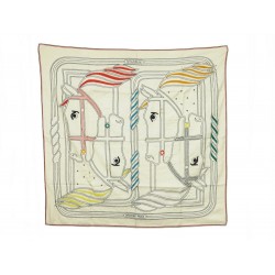 FOULARD HERMES QUADRIGE BRODE SOIE BRUT 