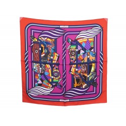 NEUF FOULARD HERMES QUADRIGE COSTUME CARRE 70 ROUGE P. PERON SCARF SILK 270€