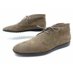 NEUF CHAUSSURES TOD'S 9.5 IT 44 FR BOTTINES EN DAIM BEIGE DEER BOOTS SHOES 390€