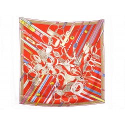 NEUF FOULARD HERMES CONCOURS D'ETRIERS VIRGINIE JAMIN SOIE ROUGE SILK SCARF 360€