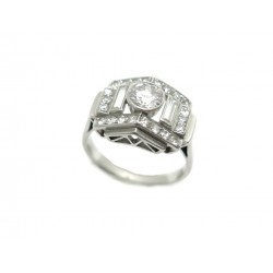 BAGUE ART DECO OR BLANC 6.2 GR SERTIE 25 DIAMANTS 1.07 CARAT