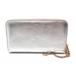 NEUF PORTEFEUILLE CHLOE EN CUIR ARGENTE PORTE MONNAIE CARTES SILVER WALLET 350