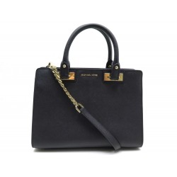 SAC A MAIN MICHAEL KORS QUINN 30H5GQNS2L BANDOULIERE CUIR NOIR LEATHER BAG 400€