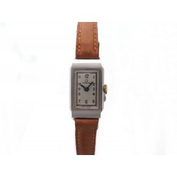 MONTRE OMEGA 24 MM MECANIQUE RECTANGULAIRE EN ACIER ET CUIR MARRON STEEL WATCH