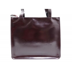  SAC A MAIN CHANEL SHOPPING 29CM BORDEAUX CUIR VERNIS HANDBAG BURGUNDY LEATHER