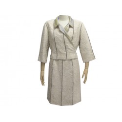 TAILLEUR VESTE ET JUPE CHANEL P13216 T40 M TWEED BEIGE TAILOR JACKET SKIRT 6500€