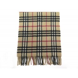 NEUF ECHARPE BURBERRY MOTIF CHECK TARTAN EN CACHEMIRE BEIGE CASHMERE SCARF 395€