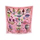 FOULARD HERMES LES FOLIES DU CIEL LOIC DUBIGEON CARRE SOIE ROSE SILK SCARF 360€