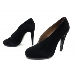 CHAUSSURES HERMES ESCARPINS 37.5 DAIM NOIR FEMME BLACK COURT SHOES 650