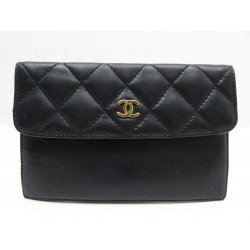 PORTE MONNAIE CHANEL CC 14CM CUIR NOIR MATELASSE WALLET BLACK LEATHER PURSE 770