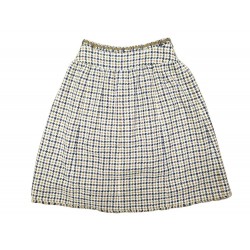 NEUF JUPE CHANEL PIED DE POULE EN TWEED LAINE T 36 S TRICOLORE WOOL SKIRT 2200€