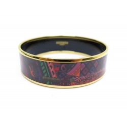 NEUF BRACELET HERMES EMAIL IMPRIME VOYAGE EN ETOFFES 65MM T19 PRINTED ENAMEL 480