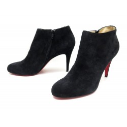 NEUF BOTTINES CHRISTIAN LOUBOUTIN BELLE EN VELOURS NOIR 85 40 + BOITE SAC 