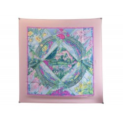 NEUF VINTAGE FOULARD HERMES GIVERNY CARRE 90 EN SOIE ROSE SCARF PINK SILK 360€