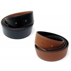 LIEN DE CEINTURE HERMES T 85 32MM REVERSIBLE CUIR BOX NOIR TOGO MARRON LINK 355€