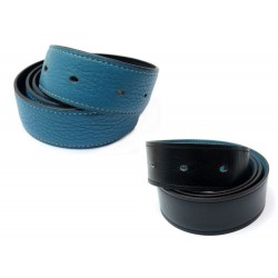 LIEN DE CEINTURE HERMES TAILLE 85 32MM REVERSIBLE EN CUIR BLEU ET NOIR BELT 310