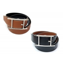 NEUF CEINTURE HERMES QUENTIN T 90 32MM REVERSIBLE CUIR BOX NOIR & TOGO BELT 665€