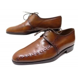 CHAUSSURES BERLUTI DERBY 2 OEILLETS 6.5 40.5 EN CUIR MARRON PATINE SHOES 1580€