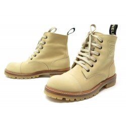 NEUF CHAUSSURES CHANEL 38 BOTTINES G25364 EN CUIR FOURRE BEIGE SHOES BOOT 1095*