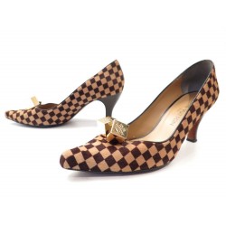 CHAUSSURES LOUIS VUITTON 39 ESCARPINS EN CRIN DE POULAIN DAMIER COURT SHOES 800€