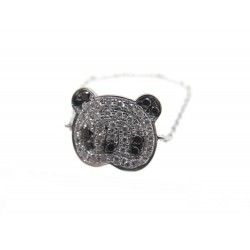 NEUF BAGUE DJULA PANDA EN OR BLANC 18K DIAMANTS TRANSPARENTS & NOIRS RING 900€