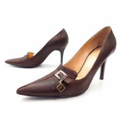 CHAUSSURES ESCARPIN LOUIS VUITTON CUIR MARRON 39.5 