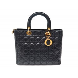 SAC A MAIN CHRISTIAN DIOR LADY LARGE GM EN CUIR CANNAGE NOIR BAG PURSE 3750€