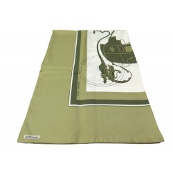 NEUF ECHARPE ETOLE HERMES EX LIBRIS 30X180 CM SOIE VERT SCARF GREEN SILK 290€