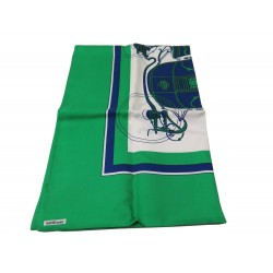 NEUF ECHARPE ETOLE HERMES EX LIBRIS 30X180 CM SOIE VERTE SCARF GREEN SILK 290