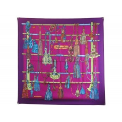 NEUF VINTAGE FOULARD HERMES PASSEMENTERIE CARRE 90 SOIE VIOLET SILK SCARF 360