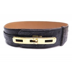 CEINTURE HERMES CUIR AUTRUCHE NOIR 