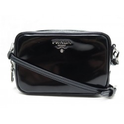 NEUF SAC A MAIN PRADA MIDNIGHT BLACK 1BA014 20CM EN TOILE CUIR NOIR PURSE 1700