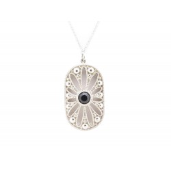 NEUF COLLIER TIFFANY THE GREAT GATSBY PENDENTIF ARGENT ONYX PERLES NECKLACE 495€