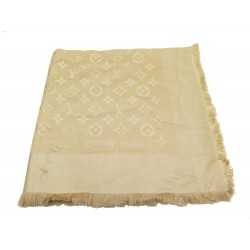 NEUF ECHARPE LOUIS VUITTON M71376 CHALE MONOGRAM EN SOIE LAINE BEIGE SCARF 400