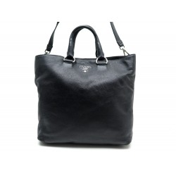 NEUF SAC A MAIN PRADA BN1713 CABAS SHOPPING CUIR NOIR BANDOULIERE TOTE BAG 2200€