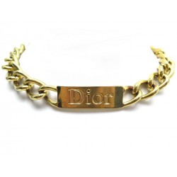 COLLIER PLAQUE DIOR CHAINE GOURMETTE EN METAL DORE 